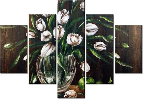 70 100CM OBRAZ 5 ELEM TULIPANY DRUK PŁÓTNO na Arena.pl