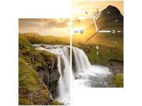 60X60CM ZEGAR ISLANDZKI KRAJOBRAZ OBRAZ DREWNO ŚCIAN KWADRAT