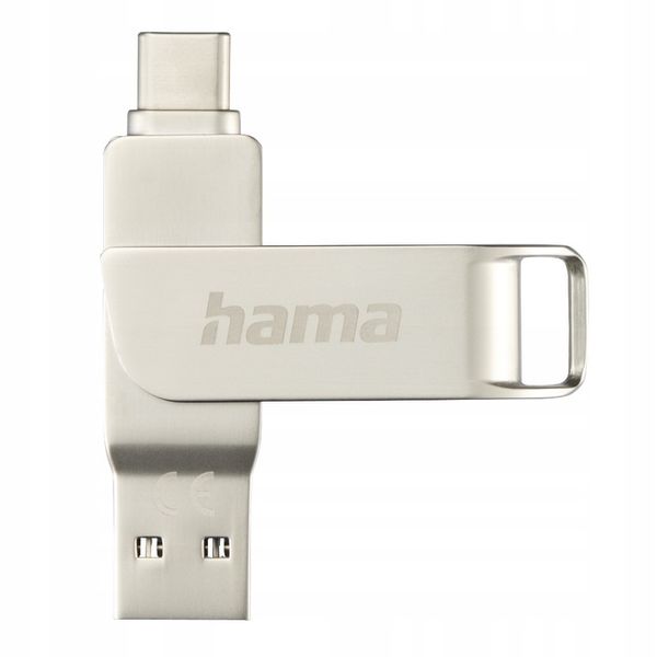 SZYBKI MARKOWY PENDRIVE Z USB-C OTG I USB-A 64GB HAMA OBROTOWA ZATYCZKA zdjęcie 5