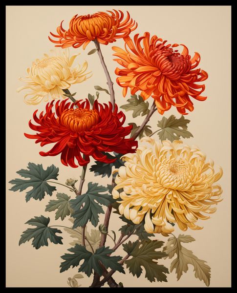 Plakat 40x50cm Tańczące Chryzantemy zdjęcie 2