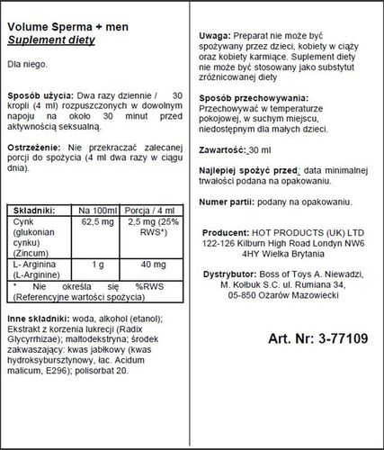 Supl.diety-Volume Sperma + 30Ml na Arena.pl