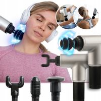 PISTOLET DO MASAŻU MASAŻER DO PLECÓW CIAŁA MASSAGE GUN MOCNY 4 KOŃCÓWKI