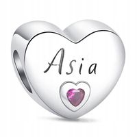 Zawieszka SREBRO 925 Charms Koralik Imię Asia Joanna Serce