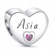 Zawieszka SREBRO 925 Charms Koralik Imię Asia Joanna Serce