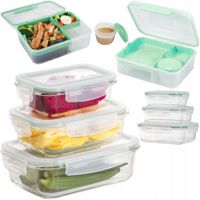 2 x POJEMNIKI NA ŻYWNOŚĆ SZKLANY ZESTAW SZKLANE HERMETYCZNE LUNCHBOX 4szt F