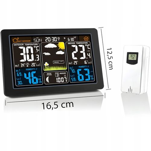 Stacja pogody bezprzewodowa termometr higrometr barometr data alarm LCD na Arena.pl