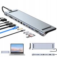 STACJA DOKUJĄCA 12W1 HDMI VGA USB 3.0 USB 2.0 CZYTNIK KART SD/TF JACK 3.5MM