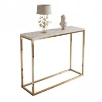 Konsola Glamour Złoty chrom z blatem MARMUR