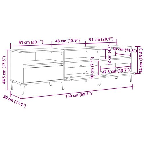 Szafka pod telewizor dąb artisan 150 x 30 x 44.5 cm na Arena.pl
