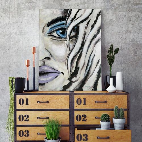 Obraz na płótnie - Canvas, Połowa twarzy 60x80 na Arena.pl