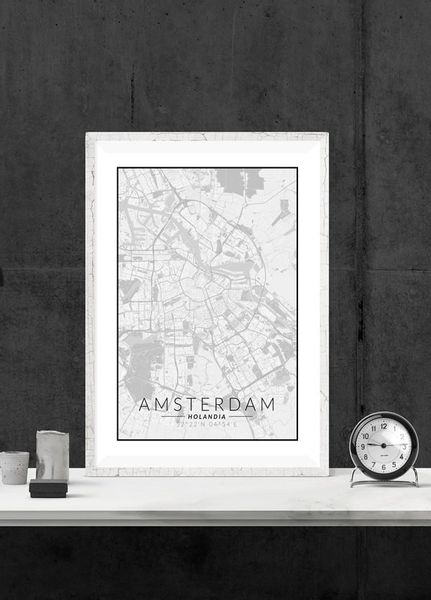 Amsterdam mapa czarno biała - plakat 21x29,7 cm zdjęcie 2