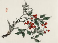 Plakat 80x60cm Firethorns, Kōno Bairei Japoński Vintage do Salonu