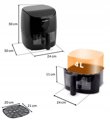 FRYTKOWNICA BEZTŁUSZCZOWA AIR FRYER FRYTOWNICA 4L BERDSEN 1500W na Arena.pl