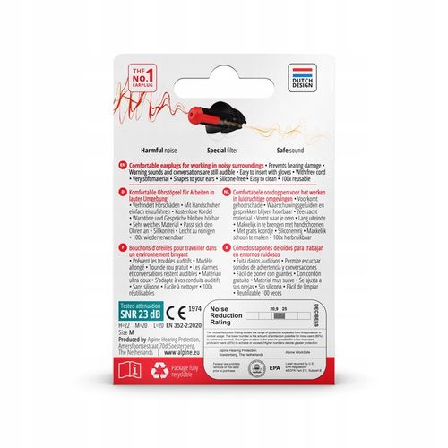 Zatyczki do uszu do pracy, hałas, tłumienie 23 dB, Alpine WorkSafe, czarne na Arena.pl