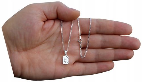 ŁAŃCUSZEK SREBRNY MEDALIK KOMUNIJNY MATKA BOSKA NA KOMUNIĘ NA CHRZEST 50 cm na Arena.pl