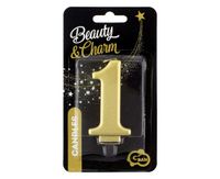 ŚWIECZKA B&C CYFERKA 1 METALIK ZŁOTA GODAN