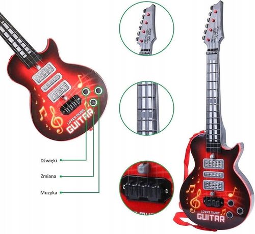 GITARA ROCKOWA DZIECI ŚWIECI GRA STRUNY INSTRUMENT na Arena.pl