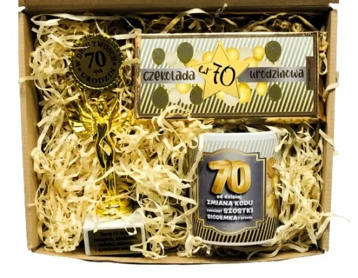 Prezent Na Urodziny 18-99 Zestaw Kosz Prezentowy Statuetka Kubek Czekolada zdjęcie 9
