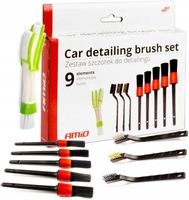 ZESTAW DETAILINGOWY DO CZYSZCZENIA WNĘTRZA SAMOCHODU pędzle szczotki AMiO