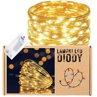 OŚWIETLENIE DRUCIKI LAMPKI LED ŻYŁKI NA BATERIE DIODY 20 LED 2m Ciepła