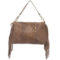 VERA PELLE torebka zamszowa listonoszka kroko z frędzlami V492 taupe