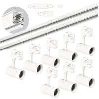 Zestaw szynowy 3 fazowy szyna 2m+2m, 8x Lampa, łącznik prosty BIAŁY