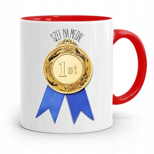 Kubek Czerwony Dla Szefa Szef Na Medal Prezent Z Nadrukiem Ze Zdjęciem na Arena.pl