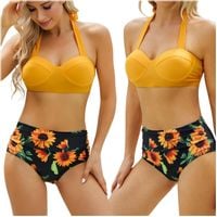 STRÓJ KĄPIELOWY DWUCZĘŚCIOWY BIKINI KOMPLET TANKINI WYSOKI STAN DAMSKI XXL