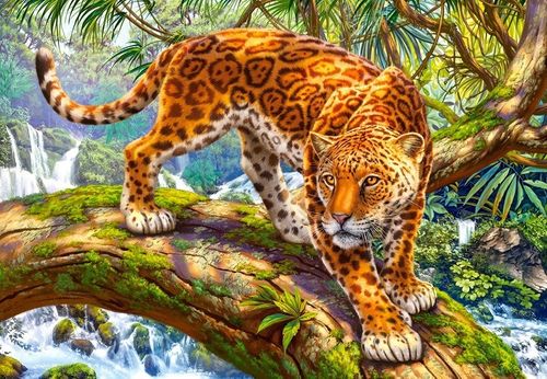 Puzzle 1500 elementów - Skradający się Jaguar na Arena.pl