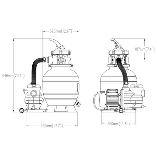 Piaskowy filtr basenowy z zaworem 6-drożnym, czarny na Arena.pl