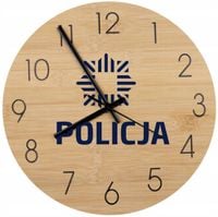 Bambusowy ZEGAR ścienny z nadrukiem dla instytucji - POLICJA