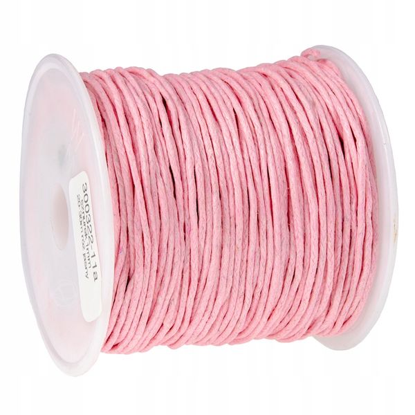 SZNUREK bawełniany woskowany 1mm jasny róż 20-30m zdjęcie 1