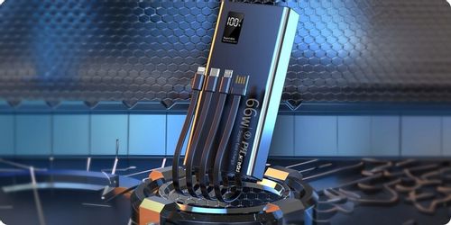 MOCNY POWERBANK 30000MAH 66W LATARKA LCD LED 4 USB USB-C + KABEL 3W1 na Arena.pl