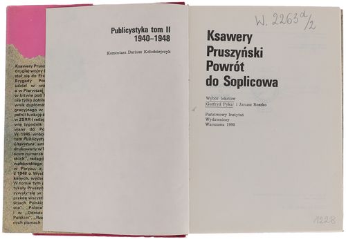 Ksawery Pruszyński Powrót do Soplicowa Publicystyka (1940 - 1948) T. II na Arena.pl