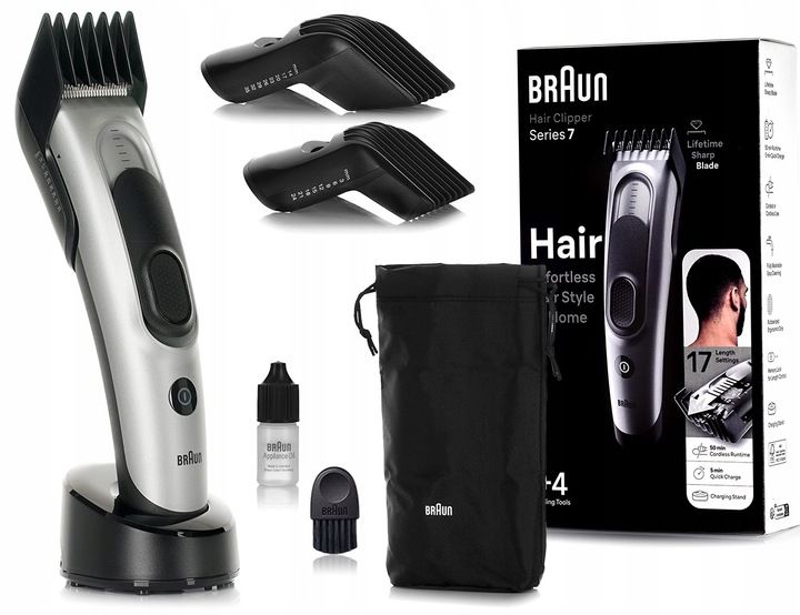 MASZYNKA GOLARKA DO WŁOSÓW BRAUN SERIES 7 HC7390LSP Ni-MH + STAND + NASADKI zdjęcie 6