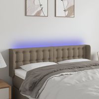 Zagłówek do łóżka z LED, taupe, 147x16x78/88 cm, tkanina