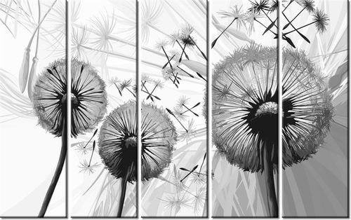 70CM 150CM OBRAZ 5 ELEM DMUCHAWCE SZAROŚCIACH ŚCIENNY na Arena.pl