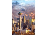 100 70CM OBRAZ PŁÓTNO SEATTLE O ZACHODZIE SŁOŃCA PŁÓTNO RAMA