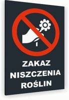 Tabliczka znak informacyjny 20x15 Antracyt ZAKAZ NISZCZENIA ROŚLIN Dibond