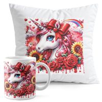 ZESTAW KUBEK + PODUSZKA DRUK - JEDNOROŻEC UNICORN KOŃ