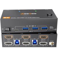 Przełącznik KVM 8K60Hz 2 PC 2 monitory USB 3.0 z pilotem AOOCOO KC-KVM8202