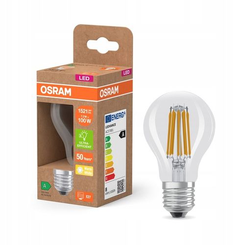 Żarówka LED A60 E27 7,2W = 100W 1521lm 2700K FILAMENT 212lm/W Klasa A na Arena.pl