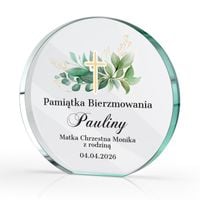 Szklana Statuetka Pamiątka Bierzmowania z Personalizowanym Nadrukiem