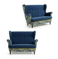 Sofa Kanapa Uszak Skandynawska Zielona monstera Print Duo Family Meble