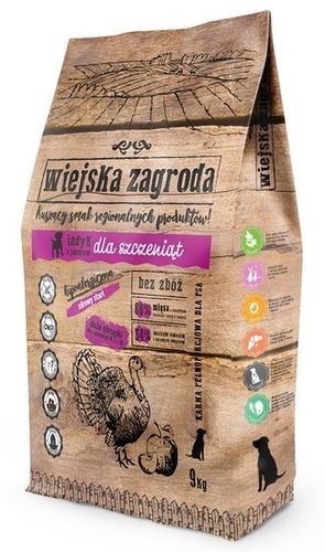 Hipoalergiczna karma dla szczeniąt - Wiejska Zagroda Indyk z jabłkiem 9kg na Arena.pl