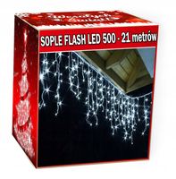 LAMPKI SOPLE 500 LED 23m - NIEBIESKIE + biała iskra flash