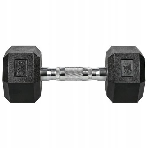 HANTLA HEX 5KG CIĘŻAREK OGUMOWANY SOLIDNY HANTEL WYTRZYMAŁY STALOWY PREMIUM na Arena.pl