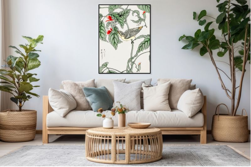 Plakat 60x80cm Tree-Creeper. Kashu Japoński Vintage do Salonu zdjęcie 7