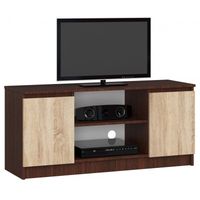 Szafka rtv, półki, NOVA, 120x40x55 cm, wenge, dąb sonoma, mat | TYLETEGOTU
