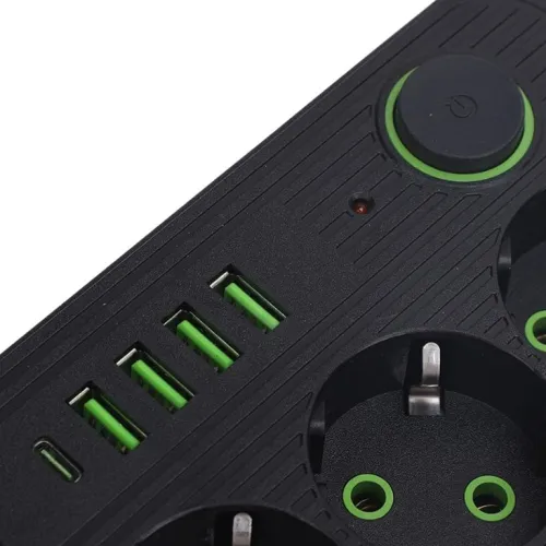 Listwa Zasilająca Przedłużacz Sieć 2m 3 Gniazda 5 x USB Ładowarka Włącznik na Arena.pl